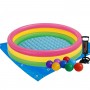 Детский надувной бассейн Intex 57412-2 Радужный 114 х 25 см с шариками 10 шт подстилкой насосом