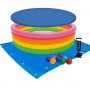 Детский надувной бассейн Intex 56441-3 Радуга 168 х 46 см с шариками 10 шт тентом подстилкой и насосом