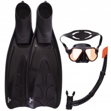 Набор для плавания маска c трубкой и ластами Zelart M266S-SN120S-F19 M-(40-41) Черный