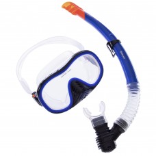 Набор для плавания маска с трубкой Zelart M171-SN132-1-SIL Черный-Синий-Прозрачный