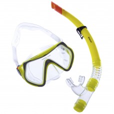 Набор для плавания маска с трубкой Zelart M166-SN52-PVC Желтый-серый (PT0883)