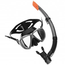 Набор для плавания маска с трубкой Zelart M208-SN120-SIL Серый-черный (PT0891)