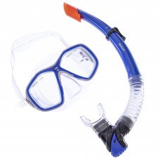 Набор для плавания маска с трубкой Zelart M276-SN120-PVC Синий-Белый-Прозрачный