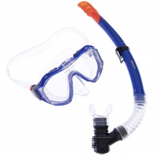 Набор для плавания маска с трубкой Zelart M309-SN132-SIL (термостекло, силикон, пластик, синий-черный-оранжевый) (PT0907)