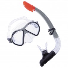 Набор для плавания маска с трубкой LEGEND M293P-SN110-PVC Черный-Серый-Прозрачный