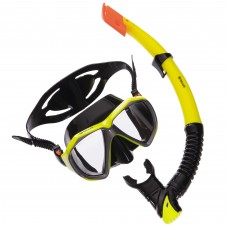Набор для плавания маска с трубкой Zelart M208-SN120-SIL Желтый-Черный