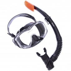 Набор для плавания маска с трубкой Zelart M307-SN124-SIL Черный-Оранжевый