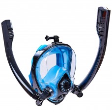 Маска для снорклинга с дыханием через нос с двумя трубками HJKB K-2 Черный-Синий