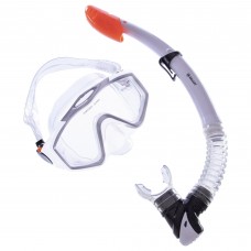 Набор для плавания маска с трубкой Zelart M153-SN124-PVC Белый-Серый-Прозрачный