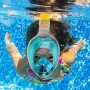 Полнолицевая маска для подводного плавания AquaFree с трубкой и клапаном + крепление под экшн камеру LXL Бирюзовый