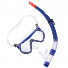 Набор для плавания маска с трубкой Zelart M166-SN52-SIL Синий-Серый-Прозрачный