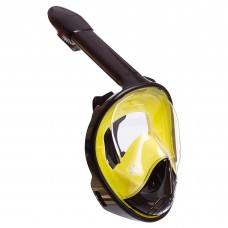 Маска для снорклинга с дыханием через нос YSE (силикон, пластик, р-р S-M) Черный-желтый (PT0855)