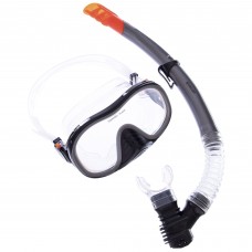 Набор для плавания маска с трубкой Zelart M171-SN132-1-SIL Черный-серый (PT0889)