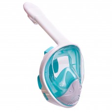 Маска для снорклинга с дыханием через нос YSE (силикон, пластик, р-р S-M) Белый-бирюзовый (PT0848)