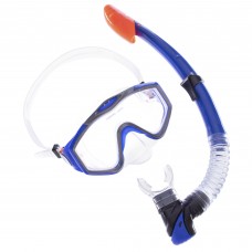 Набор для плавания маска с трубкой Zelart M153-SN124-SIL Синий-Серый-Прозрачный