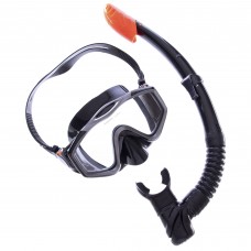 Набор для плавания маска с трубкой Zelart M153-SN124-SIL Черный-Серый-Прозрачный