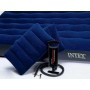Надувний двоспальний матрац Intex з насосом та 2 подушки 152х203х22 см Синій (68765)
