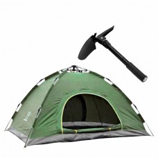 Автоматическая палатка туристическая 4-х местная Easy-Camp водонепроницаемая Зеленая + Лопата складная
