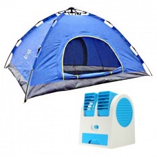 Автоматическая палатка туристическая 4-х местная Easy-Camp водонепроницаемая Синяя + Мини охладитель Air Cooler Mini