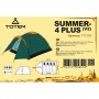Палатка четырехместная Totem Summer 4 Plus V2 TTT-032 летняя однослойная 330 х 240 х 130 см Зелёный