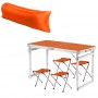 Складной туристический стол и 4 складных стула Easy Campi Оранжевый + Надувной гамак-шезлонг Оранжевый