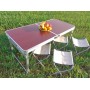 Розкладний туристичний стіл для пікніка зі стільцями Easy Campi Коричневий+Ліхтар для кемпінгу XF-5800T