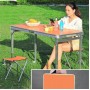 Складаний туристичний посилений стіл Easy Campi з парасолькою 1.8м та 4 складними стільцями для пікніка в валізі Помаранчевий + Складаний мангал Grizly