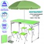 Комплект туристический Раскладной стол с зонтом 1.8м для пикника со стульями усиленный складной стол и 4 стула Easy Campi Зеленый