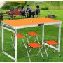 Складаний туристичний посилений стіл Easy Campi та 4 складні стільці для пікніка в валізі Оранжевий + Складаний ліхтар для кемпінгу