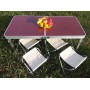 Розкладний туристичний стіл для пікніка зі стільцями Easy Campi Коричневий+Ліхтар для кемпінгу XF-5800T