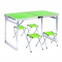 Розкладний туристичний стіл для пікніка зі стільцями посилений складний стіл та 4 стільці Easy Campi Зелений+Мангал