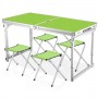 Розкладний туристичний стіл Easy Campi для пікніка зі стільцями посилений складний стіл та 4 стільці Зелений + Намет 2х1.5х1.1м Синьо зелений