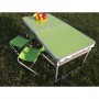 Розкладний туристичний стіл Easy Campi посилений для пікніка та 4 стільці набір у валізі Зелений + Надувний гамак-шезлонг Зелений
