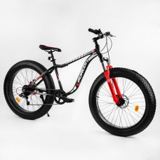 Велосипед спортивный фэтбайк алюминиевая рама Corso Avalon 26" Black and coral (104728)